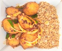 Egg Fried Rice with Salt Pepper Chicken Balls